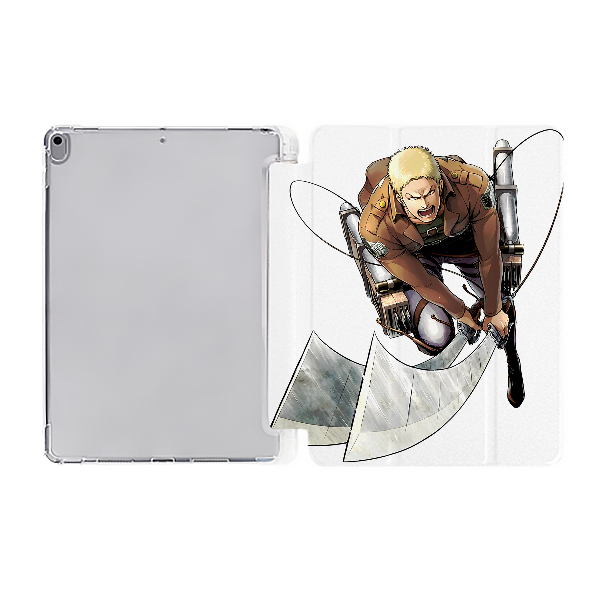 （画像用） 進撃の巨人 ライナー・ブラウン Attack on Titan Reiner Braun IPad ケース ペン収納付き 三つ折りスタンド PUレザー×シリコン 対応機種9.5/10.5/10.9インチ